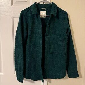 Abercrombie & Fitch Forest Green Tweed Textured Shirt Jacket